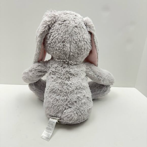 Elegant Baby Soft Gray Hook & Loop Paws Bunny Rabbit 16" Plush Stuffie Lovey - Picture 3 of 7